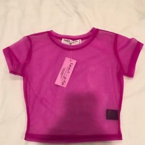 lf brand new pink mesh crop top